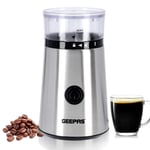 Geepas Electric Coffee Grinder for Beans Dried Spices Nuts Herbs, 150W | Stainless-Steel Blades & Safe Protect Transparent Lid | Compact Coffee Mill Easy to Clean & Simple Push-Button Operation, 55g