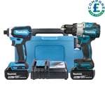 Makita DLX2507TJ 18V Combi & Impact Driver Twin Pack + 2 x 5Ah Batteries Charger