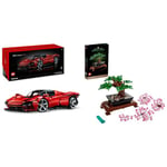 LEGO 42143 Technic Ferrari Daytona SP3, Race Car Model Building Kit, 1:8 Scale Advanced Collectible Set & 10281 Icons Bonsai Tree Set for Adults, Plants Home Décor Set with Flowers