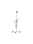 Rolling VESA Medical Floor Stand With Universal Tablet Holder White