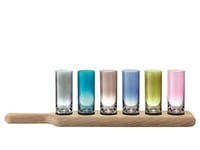 LSA Paddle Vodka Set & Oak Paddle L40cm Assorted Colours| 1 Unit | Mouthblown & Handmade Glass | Hand Planed Wood | PX03