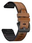 Tiera Garmin Fenix läder-silikon armband quick release brun 22 mm