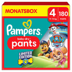 Pampers Baby-Dry Pants Paw Patrol, størrelse 4 Maxi, 9-15 kg, månedlig boks (1 x 180 bleier) - Bare i dag: 10x mer babypoints