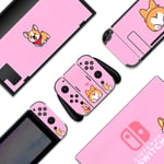 BelugaDesign Dog Corgi Switch Skin | Pastel Sticker Wrap Vinyl Decal | Cute Kawaii Bone Butt Animal Cartoon | Full Set Compatible with Nintendo Switch (Switch Standard, Pink)