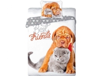 Sängkläder för ungdomar 013 BEST FRIENDS DOG AND CAT set 140x200cm + kudde 70x90cm