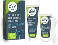 Veet Men Intimate Hair Removal Kit Sensitive - 100ml Cream + 50ml Aftercare Balm