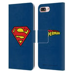 Head Case Designs Officially Licensed Superman DC Comics Classic Logos Leather Book Wallet Case Cover Compatible With Apple iPhone 7 Plus/iPhone 8 Plus