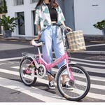 Comooc Folding BikeFolding Bicycle Adult Lady 20 Inch Shock Absorber Children Middle School Students Mini Light Portable Bicycle-Pink_20_Inch【Suitable_For_Height_135-175】 Cm