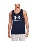 Under Armour Mens Sportstyle Logo Wicking Fitness Tank Top - Navy - Size Small