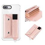 Shidan KE1 Flip Phone Card Holder with Elastic Hand Strap Band 3M Stick on Adhesive Wallet Multi Slot Card Wallet Credit Card Mini Pouch Attachment for iPhone, Galaxy, LG, Google Cases