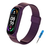 BDIG Compatible with Xiaomi Mi Band 5 Bracelet, Metal MiBand 4/3 Strap Waterproof Stainless Steel Wrist Strap Accessory Watch Strap for Xiaomi Mi Smart Band 6, Purple
