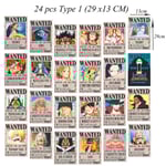 24 st Anime-affischer One Piece Type 1 (29 x13 CM)