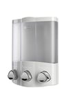 Croydex Triple Soap Dispenser, Shower Dispenser Wall Mounted, Lifts Off for Easy Refill, Shower Gel Dispenser, Perfect for Bathroom or Kitchen, Eliminates Clutter, All Fixings Included, White