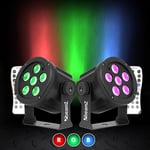 LED Stage Lighting Wall Washer RGB Mobile DJ Disco Spot Light (Pair) 6x3W Remote