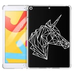 Pnakqil iPad Air Case Clear Silicone Gel TPU with Pattern Cute Design Transparent Rubber Shockproof Soft Ultra Thin Protective Back Case Skin Cover for Apple iPad Air (iPad 5) 2013, Black Horse
