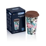 DeLonghi DLSC065 Tasse isotherme en céramique 295ml avec couvercle en silicone Motif fleurs, Ceinture