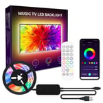 TV LED Backlight, 2M USB Smart LED Strip Lights, 40-60 Inch TV Smart Strip Lights, Sync with Music, App Control 16 Million Colors Bias Mood Lamp with Controller