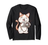 Kawaii Cat With Camera Photographer Funny Cute Photography Long Sleeve T-Shirt