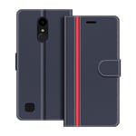COODIO LG K4 2017 Case, LG K4 2017 Phone Case, LG K4 2017 Wallet Case, Magnetic Flip Leather Case For LG K4 2017 Phone Cover, Dark Blue/Red