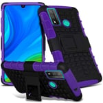 Gadget Giant Shockproof Case for Huawei P Smart 2020 Heavy Duty Rugged Cover with Built-in Kick Stand - Purple