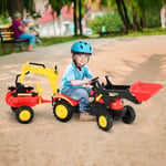 Pedal Powered Digger Tractor Ride-On Car Moving Bucket Steering Wheel 3-6 Yrs