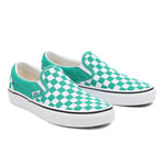 VANS Checkerboard Classic Slip-on Shoes ((checkerboard) Pepper Green/true White) Women Green, Size 2.5