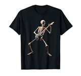 Skeleton Playing Guitar Band - Rock Style Halloween Graphic T-Shirt
