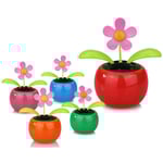 4 st slumpmässiga färger solcells drivna dansande blommor plast solcells dansande blommor skakande huvud bil kontor skrivbordsdekoration (12*7cm)