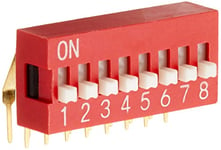DeLOCK DIP Slide Switch 8-Digit 2.54 mm Grid Mass THT Angled Red Pack of 5