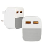 2.1 Amp* IC Tested USB Plug Charger Compatible with iOS 5 5S SE 6 6S PLUS Pro/Air 2/Mini 4, Samsung Dual Port USB Charger, Huawei Wall Charger, Tablet Kindle & Various Phones' Charger (Silver)