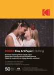 KODAK Fine Art Paper / Etching - Pack de 50 feuilles de papier photo haut de gamme texturé - Format 10 x 15 cm (A6) - Finition mate effet gravure - 210 gsm - Compatible toute imprimante jet d'encre