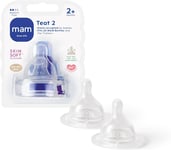 MAM Teats Size 2, Suitable for 2+ Months, MAM Medium Flow Teats with SkinSoft of