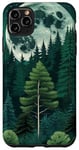 Coque pour iPhone 11 Pro Max Forêt Nature Montagne Lune Vert Arbre Pin Aventure Randonnée