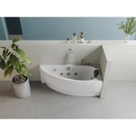 Shower & Design Baignoire balnéo asymétrique blanche - 1 place - 160 x 75 cm - Angle droit - TABANA