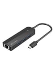 Vention USB-C to USB 3.0*3/RJ45/Micro-B HUB 0.15M Black USB Hub - USB 3.0 - 4 porte - Svart