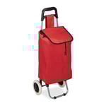 Relaxdays 10027828_47 Chariot de courses pliable sac amovible 28 L,caddie pour achats roulettes HlP 92,5x 42 x 28 cm rouge, Tissu, 1