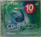 TDK CD-R80 CD-RX80JCA 10 PACK Audio Music Recordable Blank DISCS CDR 80 Mins NEW