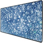 Mouse Pad Gaming Functional Diamond Decor Thick Waterproof Desktop Mouse Mat Various Diamonds in Storm Abstract Rocks Art Crystal Love Digital Prints,Blue Non-slip Rubber Base
