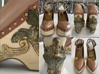 Miu Miu Deadstock Runway Venice Baroque Sculpted Platform Wedge Shoes Shoe 39