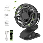 Qhui Mini Clip Fan, Usb Clip on Desk Fan with 360° Rotation Portable Stroller Clip on Pram Fan Battery Powered 2800mAh Rechargeable for Buggy, Home, Office, Gym, Fishing Camping and Riding