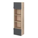 Armoire penderie 2 portes battantes anthracite et effet chêne GoodHome Atomia H. 187 x L. 50 x P. 35 cm