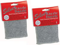 2 x Ramon Razzle Dazzle Household & Kitchen Cleaning Pad Silver 13cm x 10cm