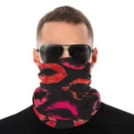 Beautiful Red And Pink Lips Print Versatile Multifunction Headwear Neck Gaiter Balaclava Helmet Liner Riding Face Cover For Kids Women Men Outdoors UV Protection