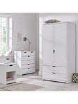 Very Home Aspen 3 Piece Package - 2 Door, 2 Drawer Wardrobe, 4 + 2 Chest and Bedside Table - White Oak Effect, White Oak
