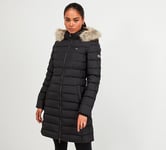 Womens Essential Faux Fur Hooded Longline Padded Jacket