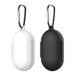 UKCOCO Compatible for Samsung Galaxy Buds Plus Case Wireless Earphone Cover Silicone Full Protective Skin with Keychain for Wireless Earphone (2pcs, Black+White)