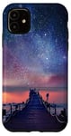iPhone 11 Clouds Sky Pink Night Water Stars Reflection Blue Starry Sky Case