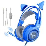 USB RGB Wired Gaming Headset Headphones with Cat Ear, Bluetooth Headphones Over Ear Headphones with LED Light Foldable, 360 Degree Rotate Built-in Microphone and Volume Control for PC, Phones