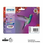 Original Epson T0807 Hummingbird Multipack Ink Cartridge Claria TO807 Indate Box