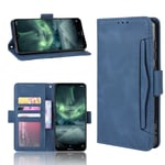 Nokia 7.2/6.2 - Läderfodral / plånboksfodral med smart korthållare Blå
